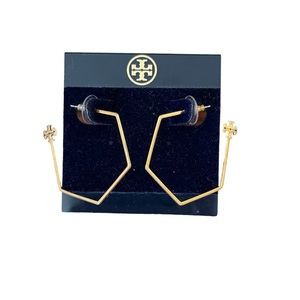 Tory Burch Gold Geometric Logo Hoops